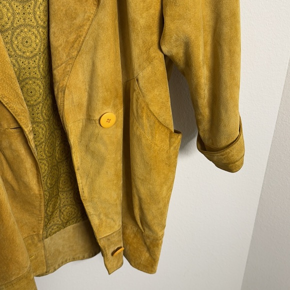 VINTAGE GENUINE LEATHER SUEDE CACOON SHAPED JACKET SZ L - Picture 8 of 11